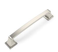 Amerdeco 6 Pack Brushed Satin Nickel Cabinet Handles 128mm Hole Centre, Solid Zinc Alloy Kitchen Cupboard Handles, Drawer Pulls for Cabinets Wardrobes Dressers, Modern Cabinet Hardware AM046