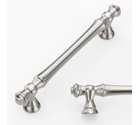 Amerdeco 6 Pack Brushed Satin Nickel Cabinet Pulls 128mm Hole Center Cabinet Hardware Kitchen Cabinet Handles for Bathroom Drawer Pulls Dresser Pulls AM022