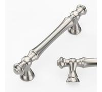 Amerdeco 6 Pack Brushed Satin Nickel Cabinet Pulls 96mm Hole Center Cabinet Hardware Kitchen Cabinet Handles for Bathroom Drawer Pulls Dresser Pulls AM022