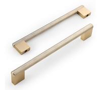 Amerdeco Pack of 10 Knurled Cabinet Handles Gold, 192 mm Hole Spacing, Door Handles for Kitchen, Drawers and Dresser