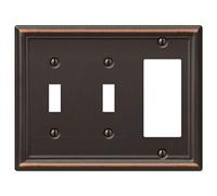 Amerelle 149TTRDB Chelsea Wallplate, 2 Toggle / 1 Rocker, Steel, Aged Bronze, 1-Pack