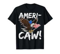 Ameri Caw American Patriotic Eagle USA Flag 4th of July T-Shirt