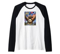 America 250 Abe Lincoln on Bald Eagle & USA Flag July 4th Raglan Baseball Tee