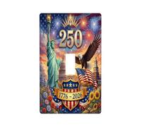 America 250 Decorative 1 Gang Single Toggle Light Switch Wall Plate Cover, Statue of Liberty Eagle 1776-2026 Electric Faceplate for Kitchen Living Room Bathroom Bedroom Home Decor