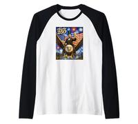 America 250 Lincoln Beer on Eagle USA Flag July 4th Drinking Raglan Baseball Tee