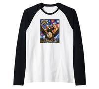 America 250 Lincoln Gun & Beer on Eagle USA Flag July 4th Raglan Baseball Tee