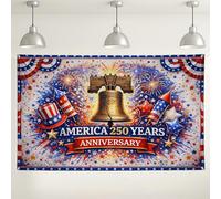 America 250 Years Anniversary Backdrop, Patriotic Party Decor, Red Blue Celebration Background for Events, Independence Day Photo Booth Supplies 71x43 Inch