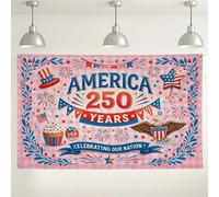America 250 Years Celebration Backdrop, Patriotic Party Decorations, Red White Blue Indoor/Outdoor Photo Background for Independence Day Festivities 71x43 Inch