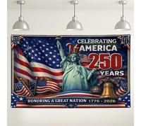 America 250 Years Celebration Backdrop, Patriotic Party Decorations, Red White Blue Indoor/Outdoor Photography Background for Events, Independence Day Supplies 71x43 Inch