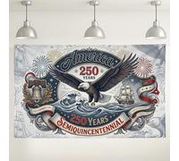 America 250 Years Celebratory Wall Backdrop, Vintage Eagle Design with Nautical Elements, Patriotic Red White Blue Decor for Independence Day Parties and Events 71x43 Inch