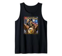 America 250 Years of Freedom Lincoln Drinking Beer on Eagle Tank Top