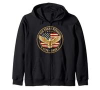 America 250 Years Strong 1776 2026 USA Birthday Eagle Flag Zip Hoodie