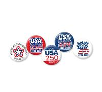 America 250th - 5-Pack Buttons 1 Inch MINI Lapel Pins - American Revolution 250 Semiquincentennial - Celebrate 1776-2026 United States Anniversary - Design 711
