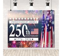 America 250th Anniversary Backdrop, Patriotic American Flag Fireworks Photography Background for 4th of July, Semiquincentennial Party Decor, Photo Booth Studio Portrait Banner