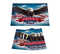 America-250th Anniversary Bald Eagle Vinyl Placemats Set of 4 for Dining Tables,Kitchen Table Mats Heat Resistant Washable Wipeable PVC Place Mat