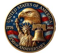 America 250th Anniversary Commemorative Coin, USA 250th Anniversary Coin Challenge, for Patriotism, History Lovers, Collectible Token (A)