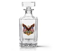 America 250th Anniversary Flag USA Patriotic Whiskey Decanter Airtight Glass Stopper Custom Gift 1776-2026 (Eagle 1)