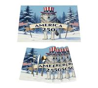 America 250th Forest Wolf Vinyl Placemats Set of 4 for Dining Tables,Kitchen Table Mats Heat Resistant Washable Wipeable PVC Place Mat