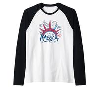 America 4th of July Land of the Free Graphic Tee Raglan Baseball Tee