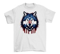 America_90 - Patriotic Wolf T-Shirt for Proud Americans! Howling with Pride in 100% Cotton. Let Freedom... and Wolves... Ring!