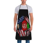 America And Afghanistan Afghanistani Flag Torn Unisex Bib Aprons Adjustable Kitchen Apron Waterproof Apron For Kitchen Painting Coffee House