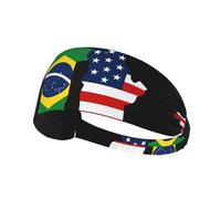 America And Brazil Printing Double-Sided,Unisex Elastic Sports Headband,Ideal As A Gift For Sports-Loving Friends,Family