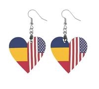 America And Chad Flag Novelty Women's Dangle Earrings Fashion Printed Wood Earring Drop Pendants Jewelry