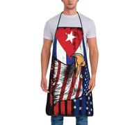 America And Cuba Cuban Flag Combine Eagle Unisex Kitchen Apron With Long Ties Apron Professional Bib Aprons For Bbq Kitchen Cleaning