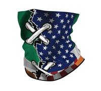 America And Ireland Irish Flag Wavy Combine Unisex Neck Gaiter Multifunctional Snoods Breathable Face Covering Scarf For Skiing Running Motorcycle Winter