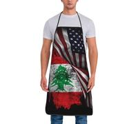 America And Lebanese Flag Vintage Unisex Bib Aprons With Long Ties Chef Aprons Adjustable Apron For Bistro Cleaning Bbq
