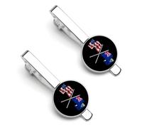America And Saint Helena Island Flag Tie Clip for Men,Round Tie Bar Clips And Cufflinks Set for Luxury Clothing Accessories 2 Pcs&-A0B1