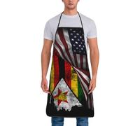America And Zimbabwe Zimbabwean Flag Laniate Unisex Kitchen Apron Adjustable Bib Aprons Waterproof Chef Aprons For Craft Cleaning Bistro