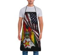America And Zimbabwe Zimbabwean Flag Unisex Bib Aprons With Long Ties Chef Aprons Professional Kitchen Apron For Restaurant Painting Cooking