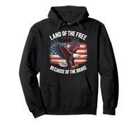 America Bald Eagle Land of the Free Because of the Brave Pullover Hoodie