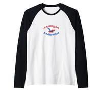 America Bald Eagle Patriotic USA Flag Graphic Raglan Baseball Tee