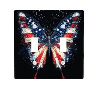 America Butterflies 4th of July Decorative Switch Cover 2 Gang Double Toggle, USA Independence Day Switchcover Wall Plate, Holiday Electrical Faceplate for Bedroom Living Room Decor