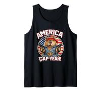America Cap Yeah Funny Capybara US Flag Tank Top