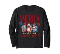 America Chicken USA Flag 4th Of July Women Men Farmer Long Sleeve T-Shirt