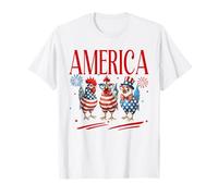America Chicken USA Flag 4th Of July Women Men Farmer T-Shirt