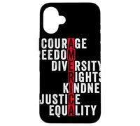 America Courage Freedom Rights Diversity Justice Equality Case for iPhone 16 Plus