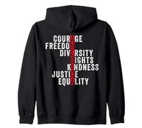 America Courage Freedom Rights Diversity Justice Equality Zip Hoodie