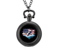 America Eagle Flag Vintage Pocket Watch with Chain Arabic Numerals Scale Quartz Pocket Watches Gifts for Men Women
