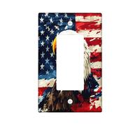 America Eagles 4th of July Decorative Switch Cover 1 Gang Single Rocker, Independence Day Wall Plate Cover, Standard Size, USA Cool Electrical Faceplate for Bedroom Living Room Decor
