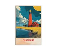 America Fire Island Vintage Travel Souvenir Poster Home Decor Wall Art Hanging Picture Print Bedroom Decorative Paintings Room Aesthetic 08x12inch(20x30cm)