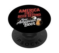 America First Retro Beer Second American Saying 4th of July PopSockets Adhesive PopGrip