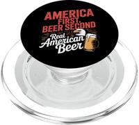 America First Retro Beer Second American Saying 4th of July PopSockets PopGrip for MagSafe