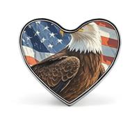 America Flag And Eagle Button Pin Heart Shape Alloy Lapel Pins Badges Novelty Funny Enamel Pins Personalized Pinback Button Badges Cute Heart Brooche for Jackets Bags