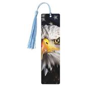 America Flag and Eagle Wood Bookmark for Book Lovers Birthday Teachers Gift, Handmade Craft Book Marks Ornaments with Tassel Exquisite Reading Page Markers for Men Women