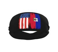 America Flag and Haiti Flag Sports Headband Stylish Yoga Exercise Hairbands Breathable Sweatbands Workout Running Hair Accessories
