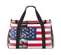 America Flag and Hippie Peace Print Ample Space Travel Duffle Bags Large Capacity Hand Travel Bag for Airplane Weekend